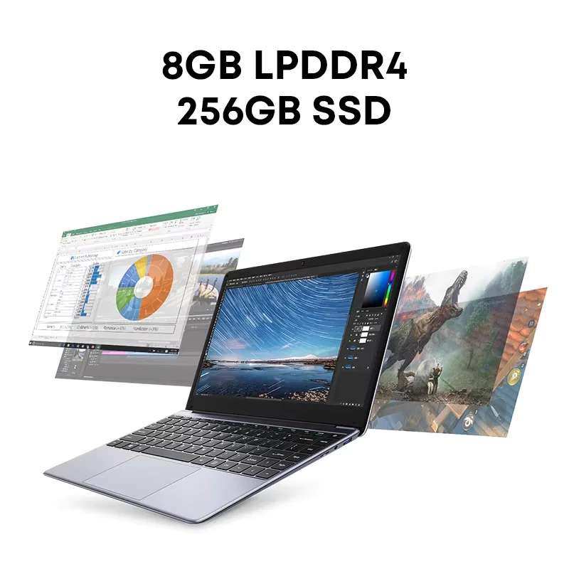 CHUWI HeroBook Pro Laptop Schermo FHD da 14,1 pollici Intel Celeron N4020 Dual Core UHD Graphics 600 GPU 8 GB LPDDR4 256 GB SSD Windows 11 M.2 fino a 1 T 1,3 kg Notebook