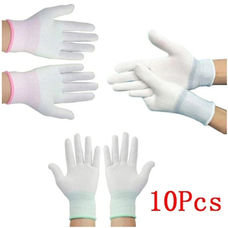 Guantes de trabajo electrónicos ESD antiestáticos, 5 pares, con revestimiento de pu, con palma recubierta