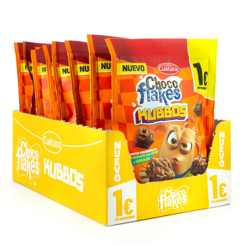 Cuétara Kubbos Choco Flocos - Chocolate ao Leite ou Chocolate Branco - 9 pedaços de 25g - cereais em forma de cubo