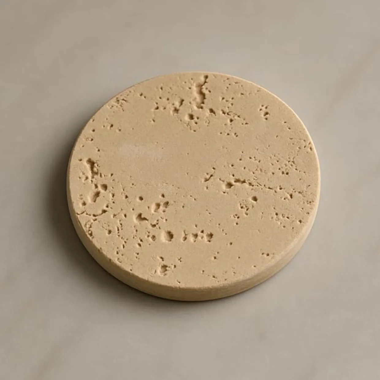 Sottobicchieri in Travertino Naturale –Set 4  - Rotondi Ø 10 cm – Eleganti e Resistenti, Antigraffio e Antimacchia – Fatto a Mano in Italia | Kalu Creations