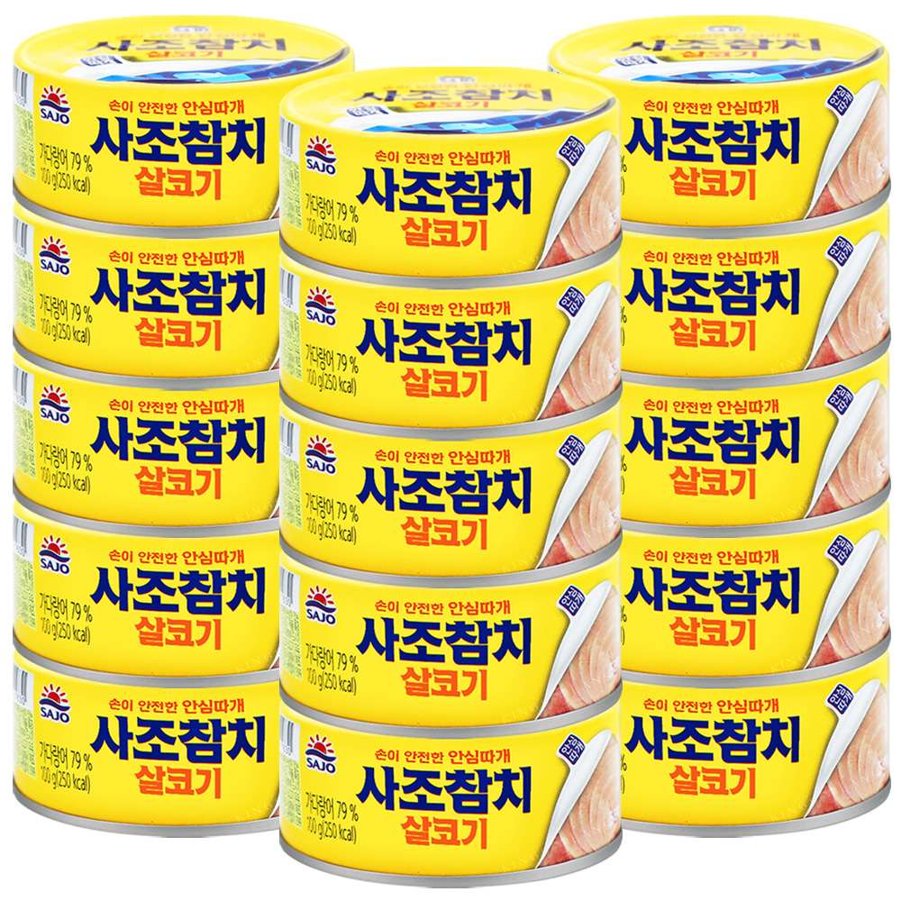 사조 살코기 참치 100g×15개 통조림 참치캔 안심따개