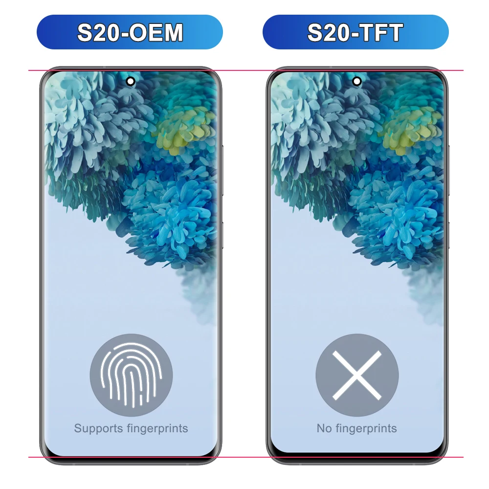 สําหรับ Samsung S20 หน้าจอสัมผัส G980 G980F G980F/DS จอแสดงผล LCD Touch Screen Digitizer เปลี่ยนกรอบ