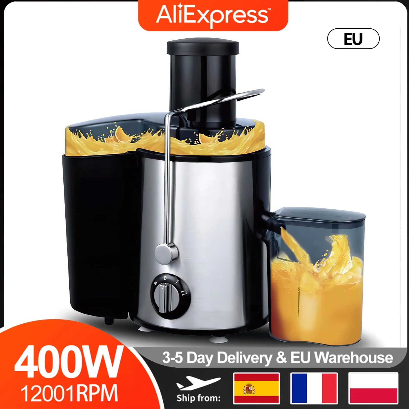 Extractor de Jugo eléctrico de 3 velocidades, Extractor de jugo de casa, 400W, adecuado para procesador de alimentos para bebés en casa