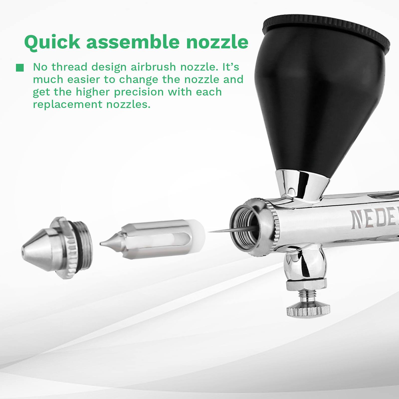 NEOECO NCT-SJ83 Dual Action Airbrush 9cc 1/3 oz Fluid Cups Quick Remove Air Brush Cap Design Schwerkraft-Zufuhrset für Modell-Kuchenkunst