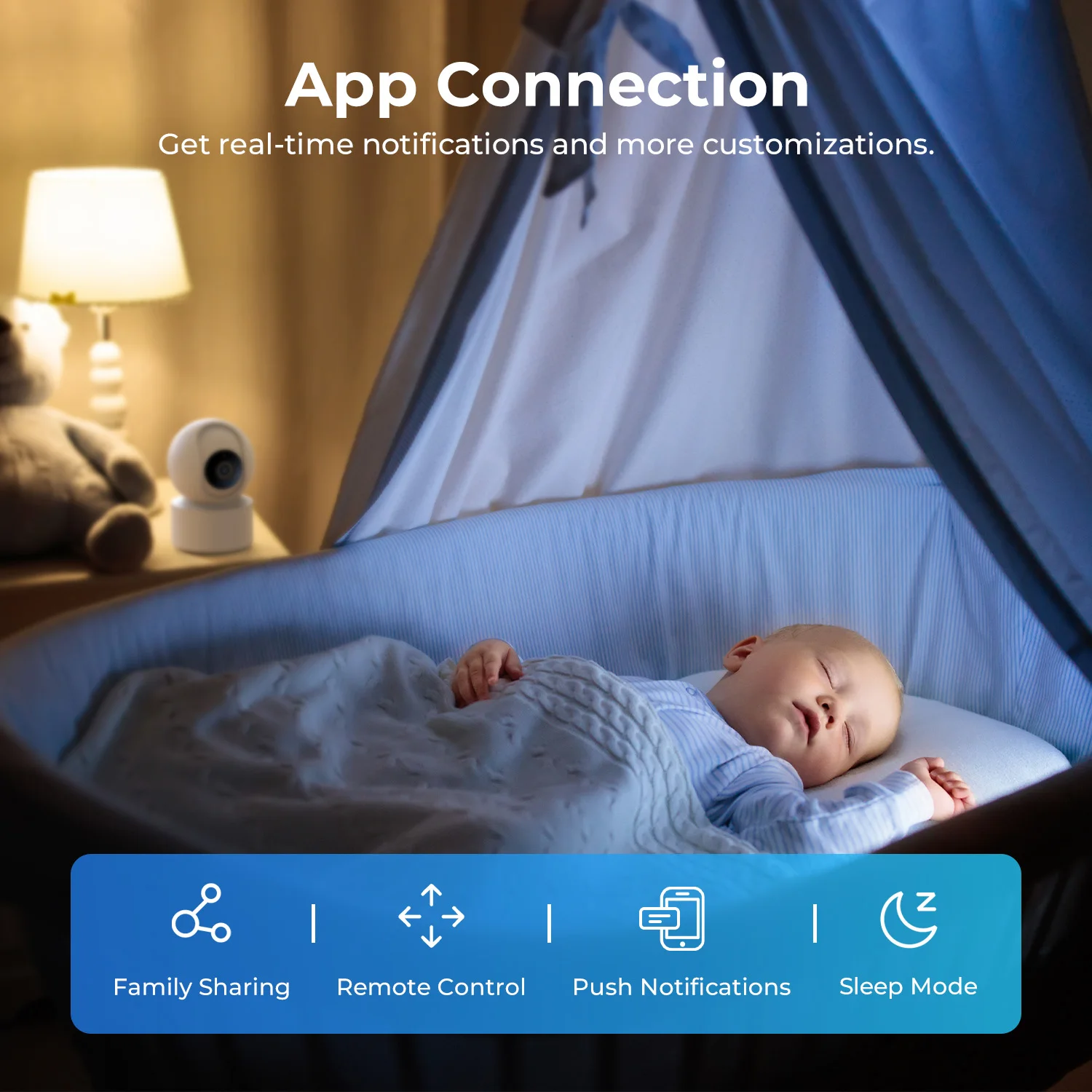 IMILAB WiFi 6 Cámara de monitor de bebé para interiores con detección de IA Visión nocturna Audio bidireccional 360 °   PTZ para Seguridad Infantil C21/C22