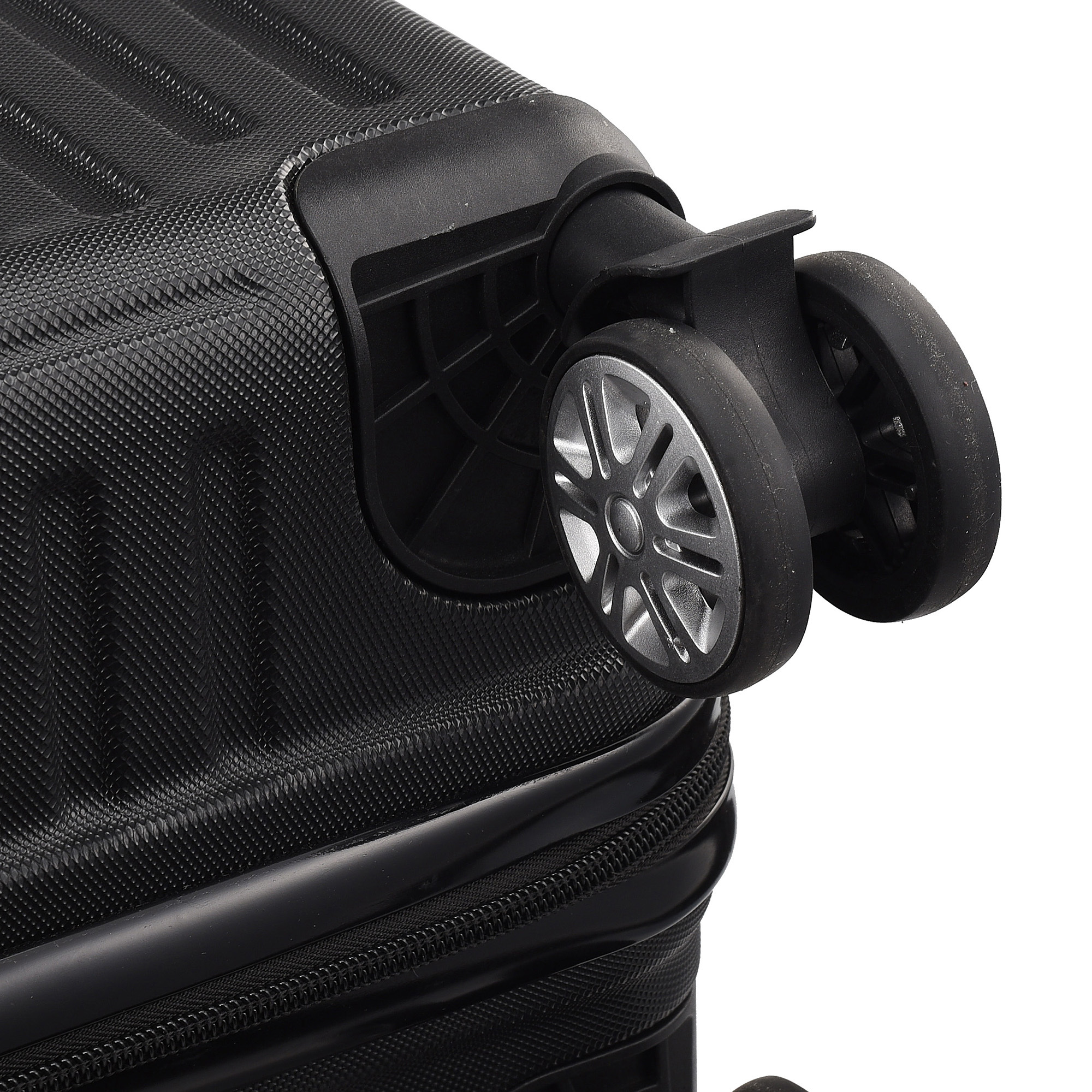 Rosahqnda 3 peças TSA Lock ABS preto mala Hardshell Trolley Case M/L/XL Set