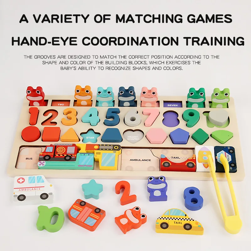 Toddler Montessori Toys Shape & Number Matching,Fishing Game,Animal PuzzleTo Exercise Fine Motor Skills For Boys and Girlsl