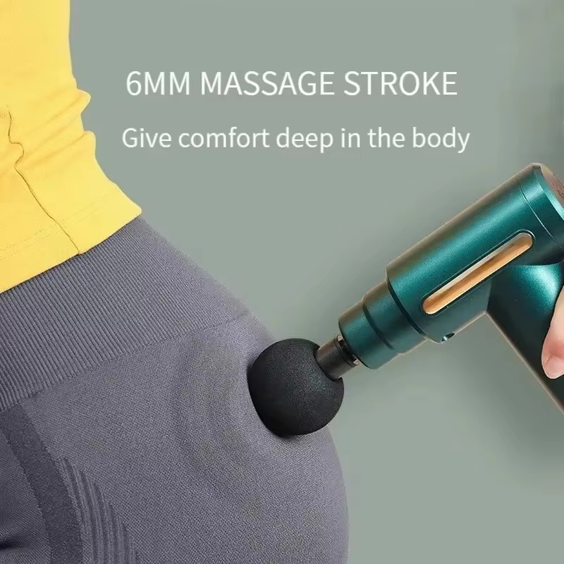 Botão portátil fáscia arma massagem de tecido profundo mini equipamento de massagem de velocidade leve e ajustável adequado para o corpo