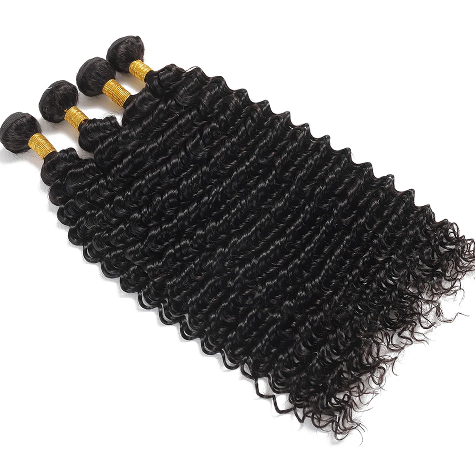 30นิ้ว Deep Wave 1 3 4ช่อผมผมมาเลเซียรวมกลุ่ม100% Virgin Depp น้ำ Curly Bundles ส่วนขยาย tissage