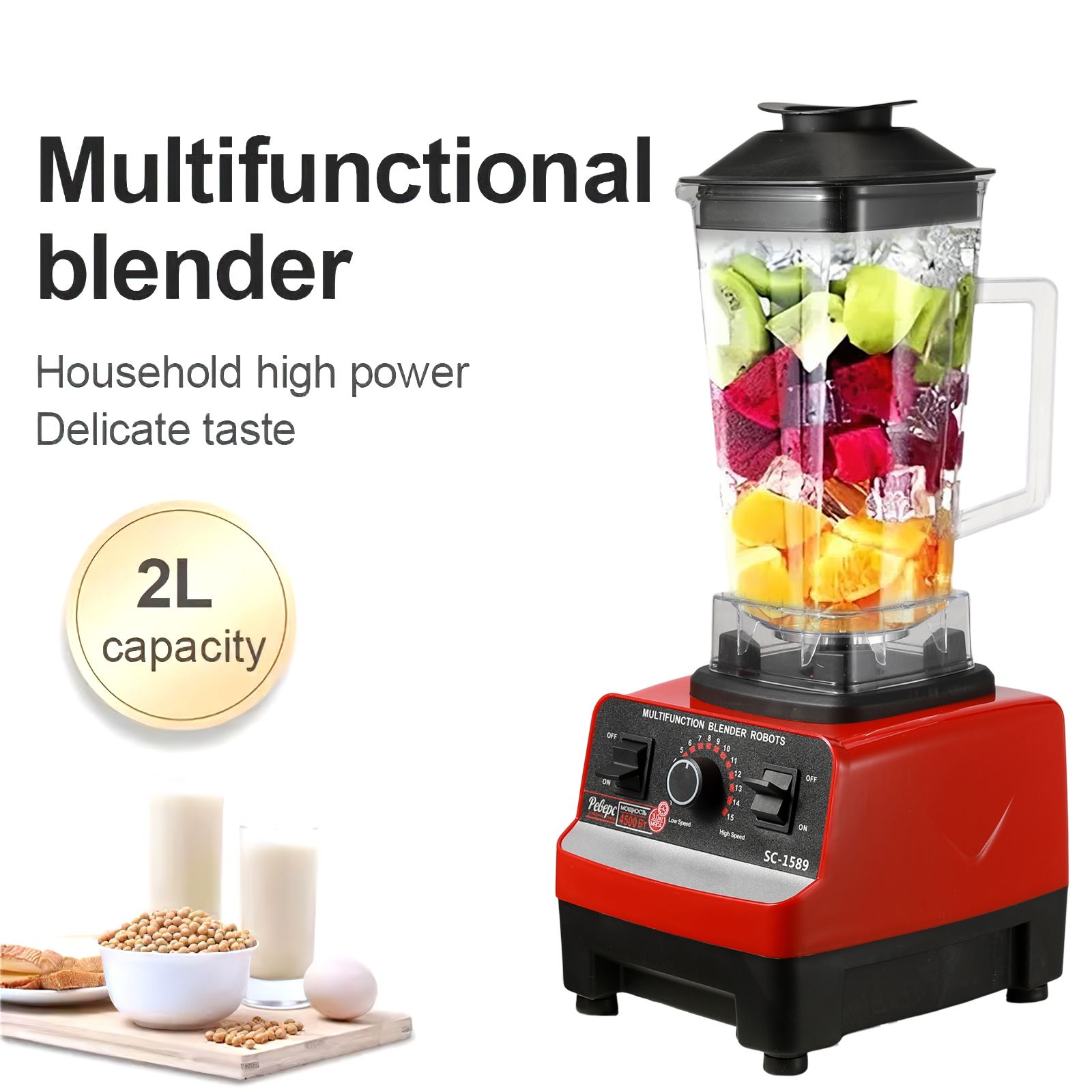 2000W Zware Commerciële Blender Stationaire Mixer Keukenmachine Ijs Smoothies voor Keuken High Power Juicer Blender BPA Gratis