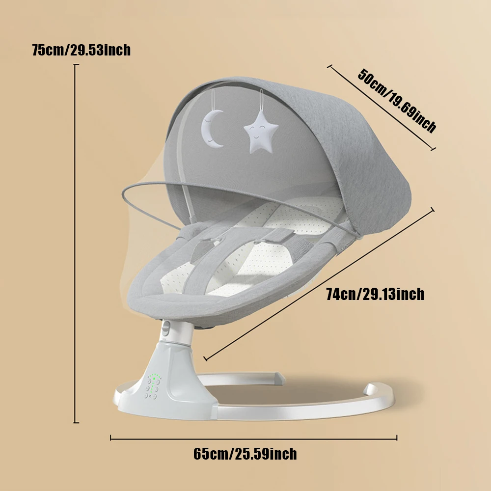 Lit de bébé à bascule électrique de luxe, balançoire inclinable, chaise pivotante automatique, ceinture de sécurité à cinq points avec télécommande