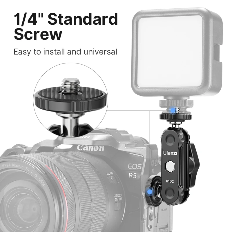 Brazo mágico de los cabezas de bola dobles del metal de VIJIM Ulanzi R102 con 360 ° Soporte extensible de tornillo de 1/4 pulgadas para trípode de micrófono de vídeo con monitor de cámara DSLR