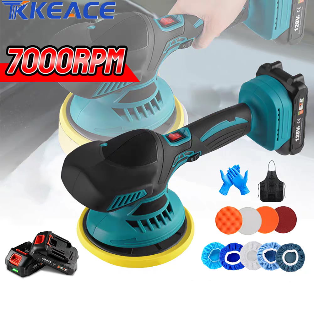 TKKEACECar Polierer, 6-Gang, kabellos, verstellbar, kabellos, automatisch, elektrisch, Wachsen, Schleifen, Versiegelung, Glasur, Elektrowerkzeug für Makita-Akku