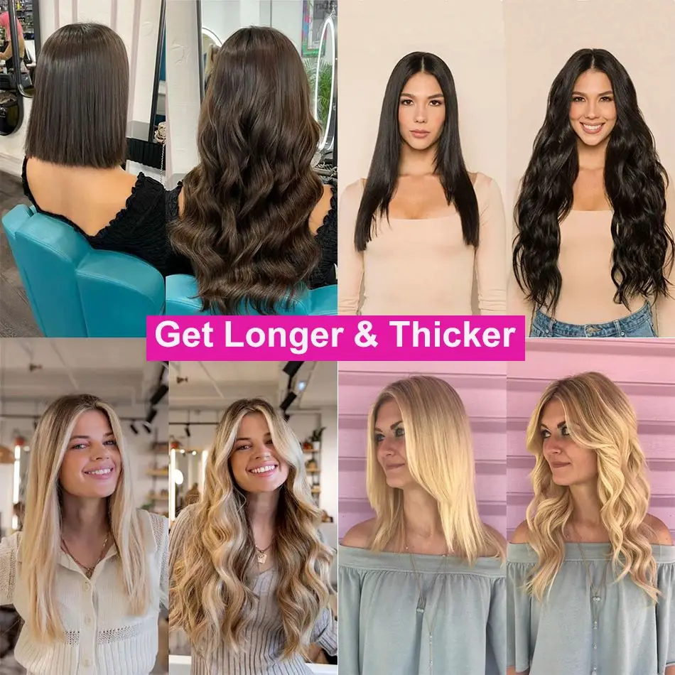 人間のクリップでヘアエクステンション 120 グラム 8 ピース/セットロングストレートヘアエクステンション 18 クリップナチュラルブラック厚いヘアピース女の子のための女性