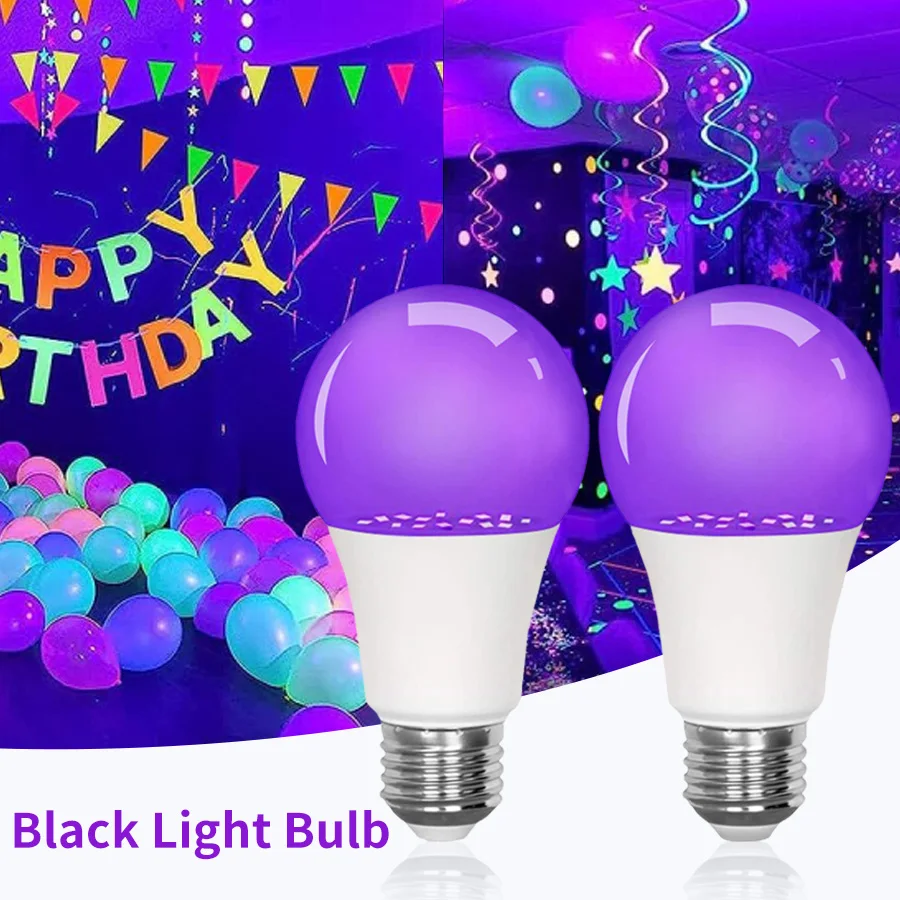 E27 Lampadina a Led 9W Lampadine UV Blacklight 395nm Lampada ultravioletta Body Paint Luci fluorescenti Glow Party Disco Bar Decorazione