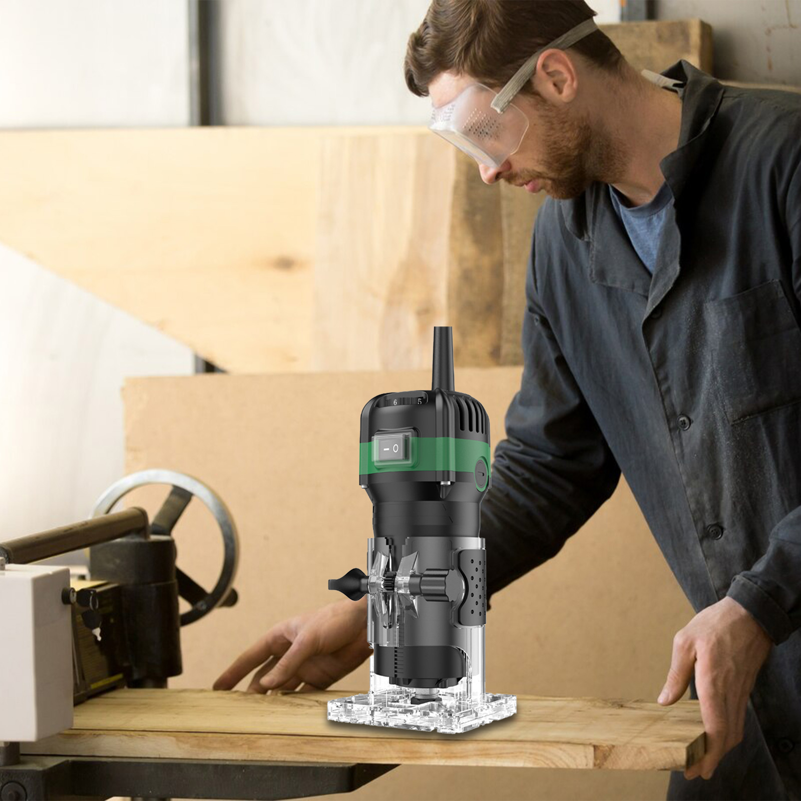 Hout Router Machine 6.35Mm Diameter Molenmachine Elektrische Molenmachine 800W Hand Freesmachine 6 Snelheid 30,000Rpm