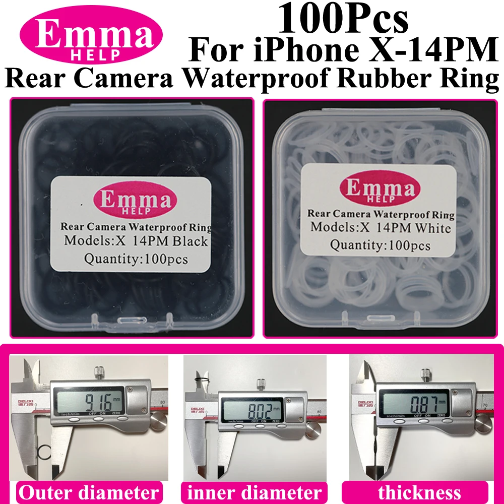 Anillo de sellado impermeable para lente de cámara trasera, 100 Uds., para iPhone 11 12 13 mini X XR XS 14 15 16 Pro Max, círculo de goma resistente al agua, sujeción grande