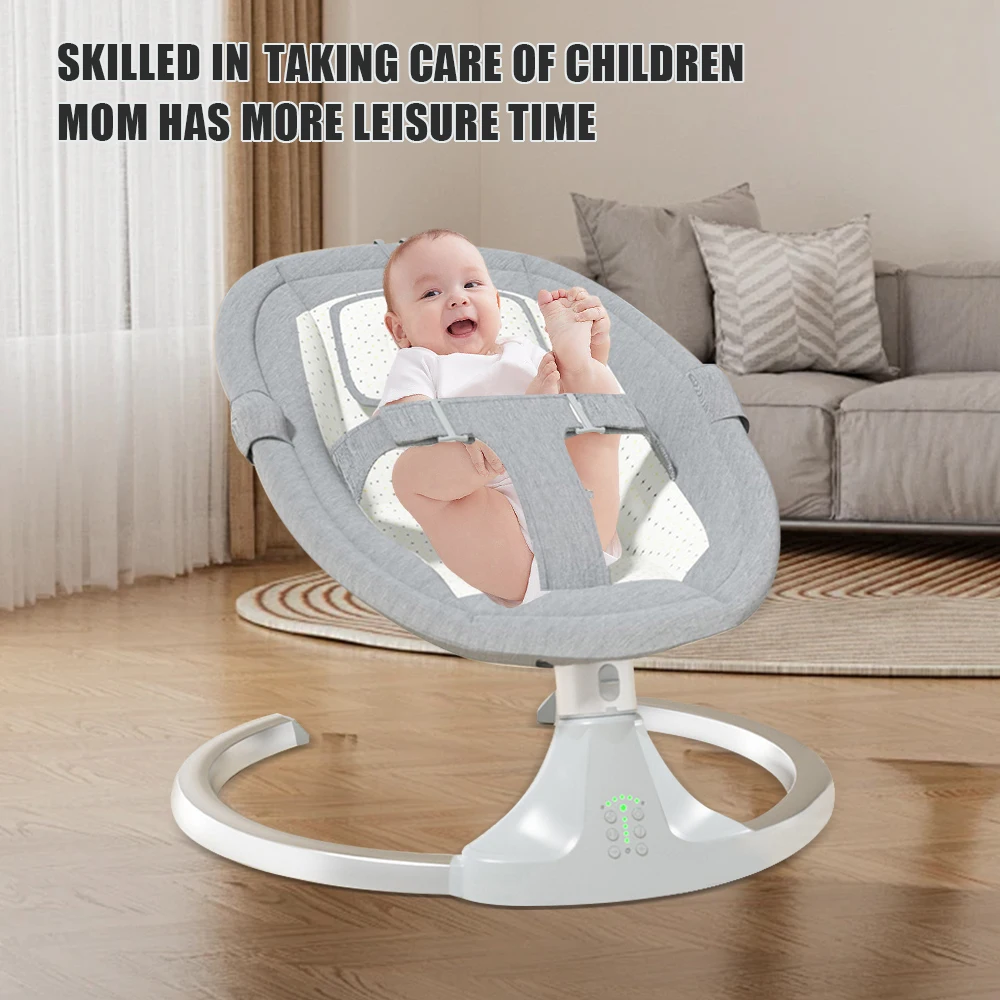 Lit de bébé à bascule électrique de luxe, balançoire inclinable, chaise pivotante automatique, ceinture de sécurité à cinq points avec télécommande