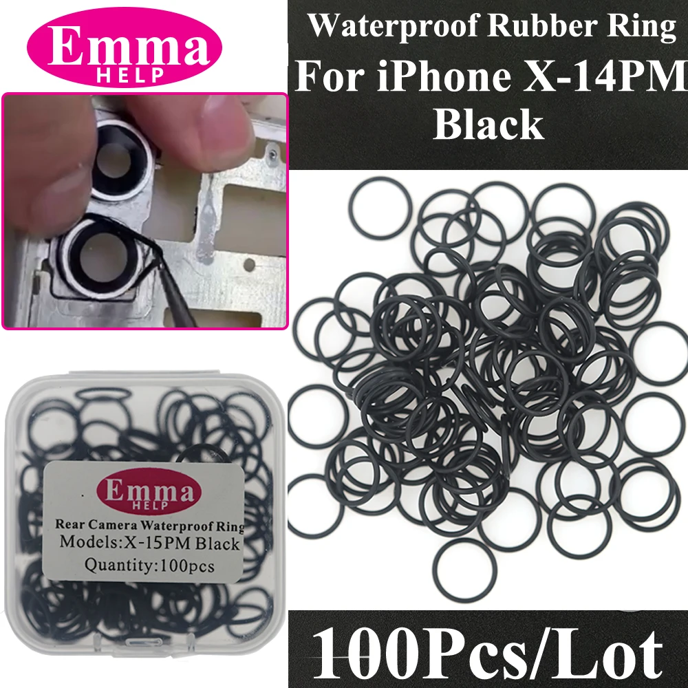 Anillo de sellado impermeable para lente de cámara trasera, 100 Uds., para iPhone 11 12 13 mini X XR XS 14 15 16 Pro Max, círculo de goma resistente al agua, sujeción grande
