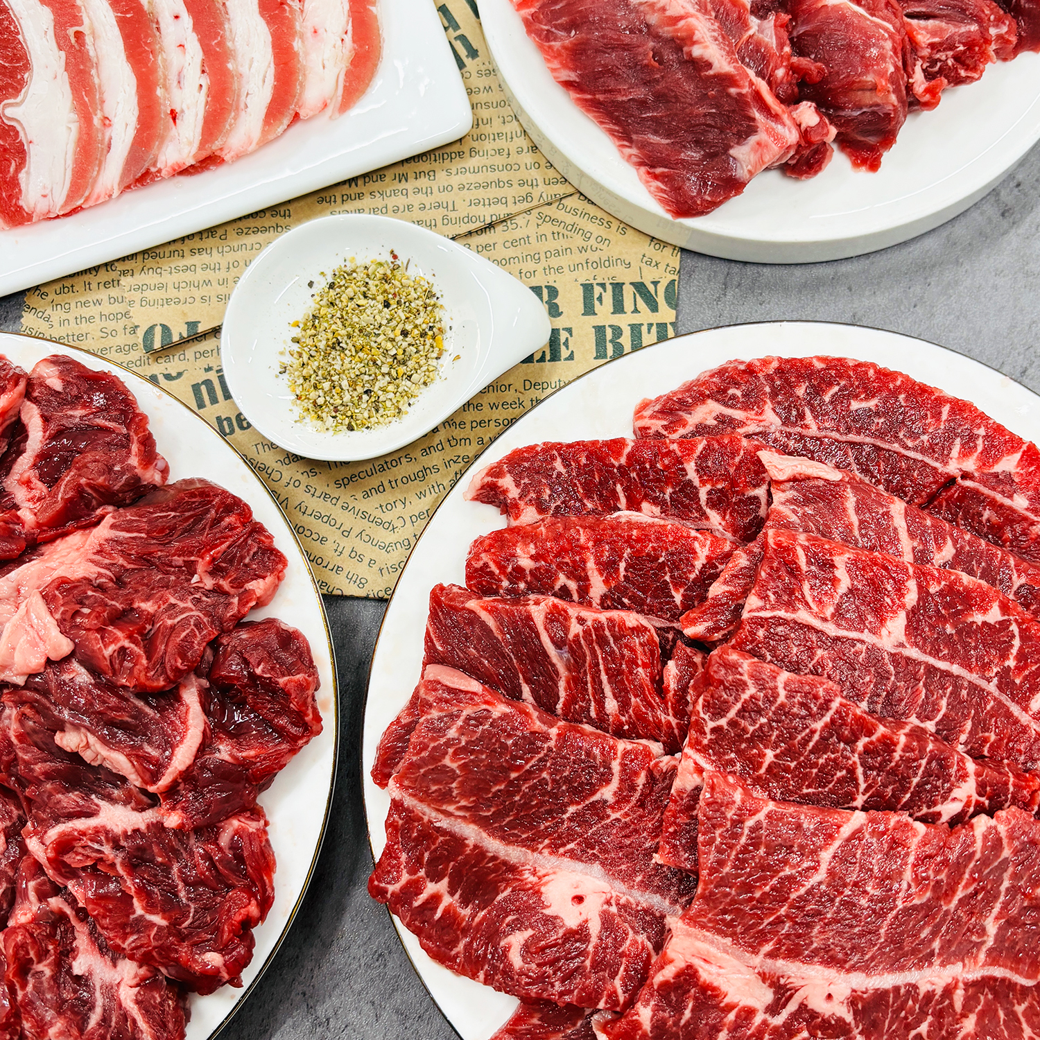 [갓성비] 프리미엄 소고기 1kg 한상모듬 (살치살+토시살+갈비살+부채살+우삼겹)