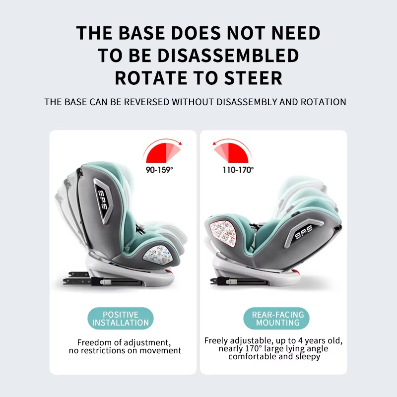 Child Seat 360-degree rotating car seat Simple portable seat removable and adjustable infant car seat for children 1-12 years ol