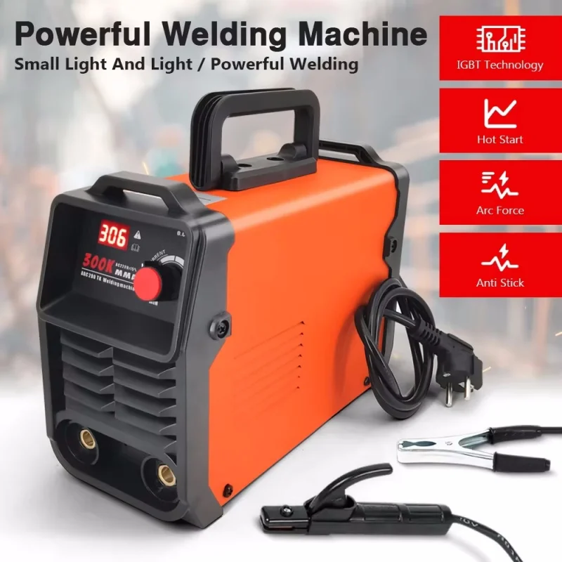 Tragbare Schweißmaschine 220 V Digitalanzeige LCD Hot Start Schweißmaschinen 300A ARC Schweißmaschine mit Elektrodenhalterdraht