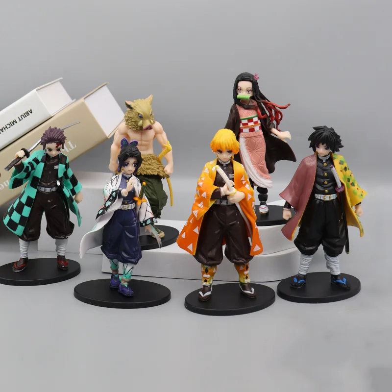 Anime Demone Slayer Kimetsu no Yaiba figura Kamado Tanjirou Action Figure Agatsuma Zenitsu Nezuko Guerriero PVC Modello Giocattoli