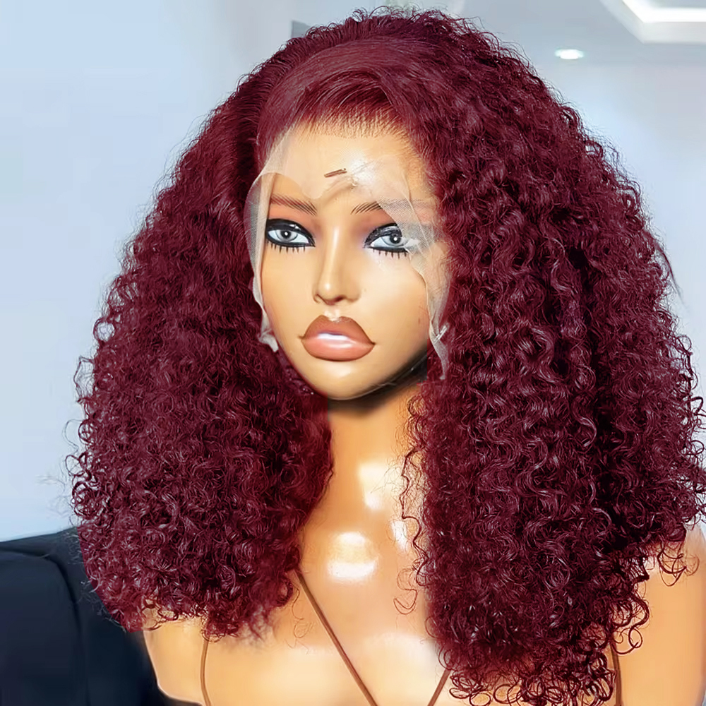 100% vietnã cabelo humano 99j borgonha curto bob peruca 13x4 peruca dianteira do laço onda profunda peruca frontal do laço transparente pré arrancado