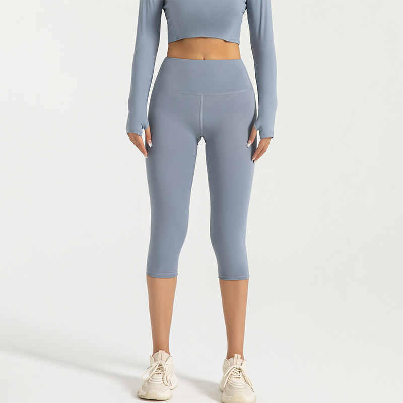 ความยาวน่องผู้หญิงกางเกงโยคะเอวสูง Capri กีฬา GYM Sporty Leggings Tummy Control ฟิตเนส Tights