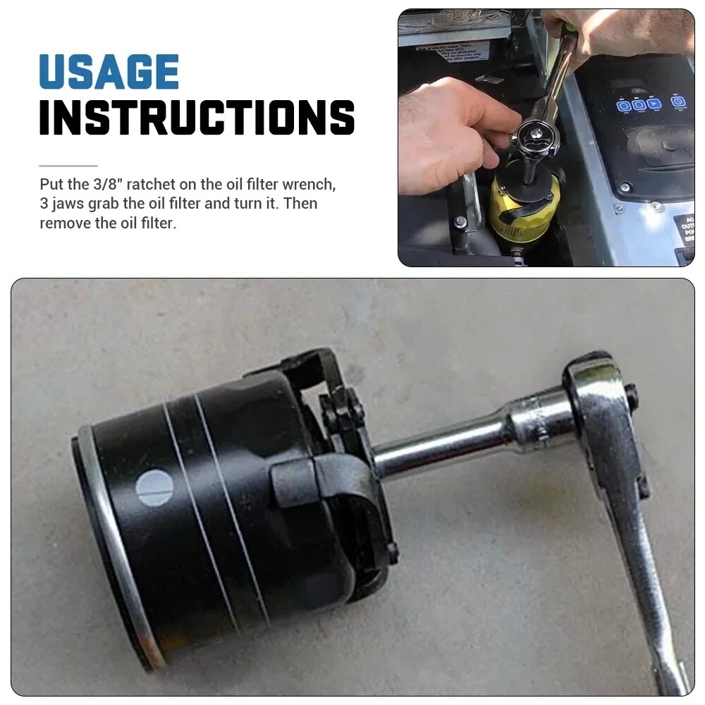高品質ユニバーサル 3 顎 3/8 "車調整可能なオイルフィルターリムーバーレンチツール 60 ミリメートルに 95 ミリメートル 2.4" に 3.7" 自動車アクセサリー