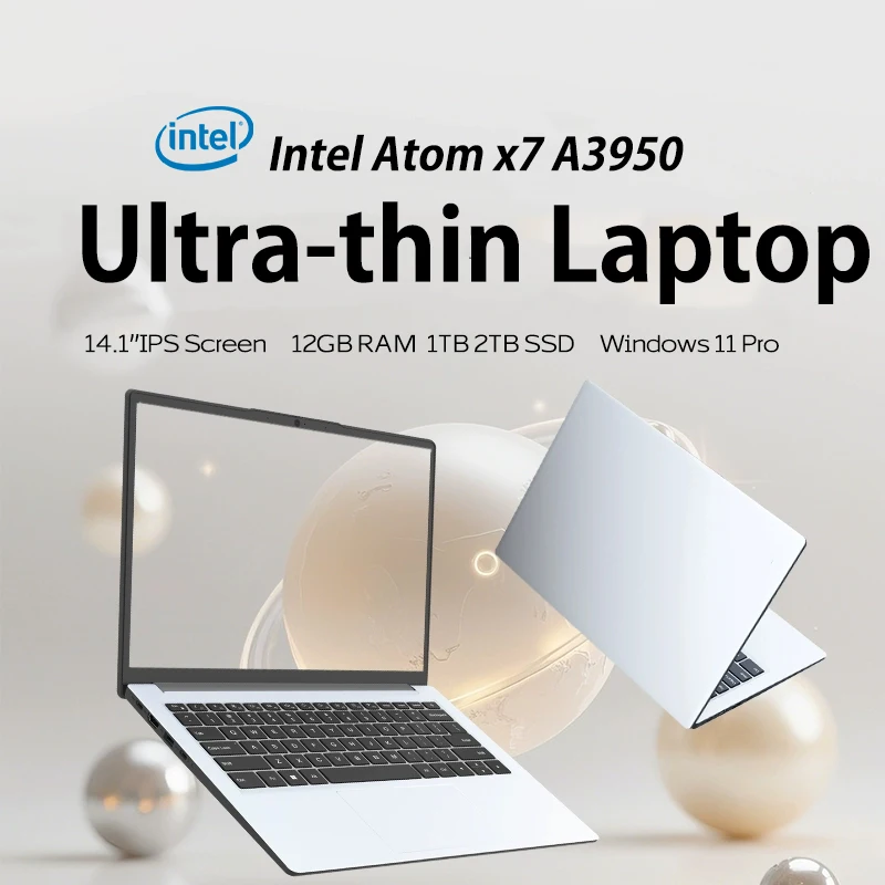 FUCHU Draagbare Intel ATOM X7 A3950 Kantoorlaptops 14,1 "12 GB RAM Windows 11 Notebook Studie Recreatie Entertainment Laptops
