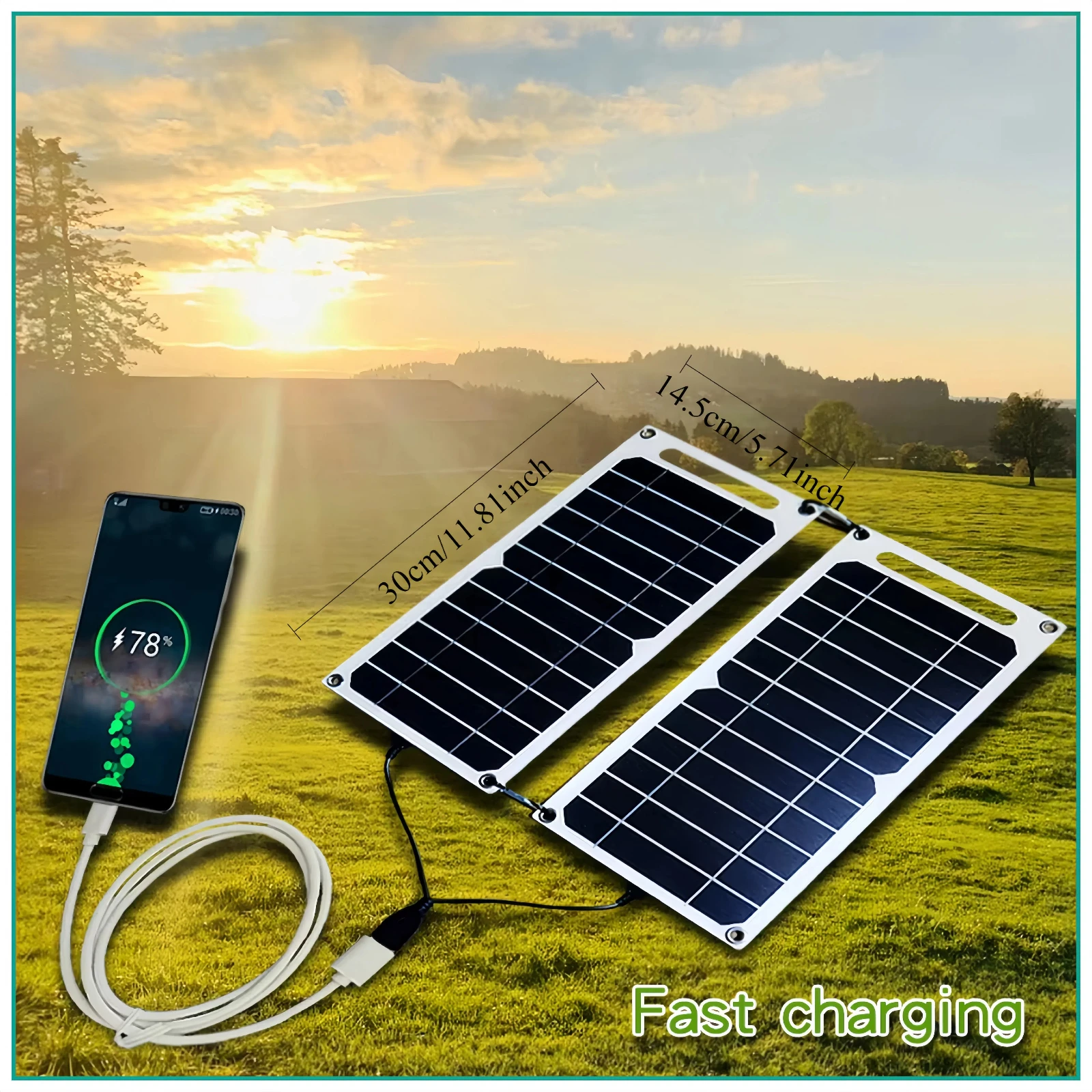 Panel Solar de 5-35W con USB, impermeable, para exteriores, senderismo y Camping, batería portátil, Banco de carga para teléfono móvil, Panel de carga de 6,8 V