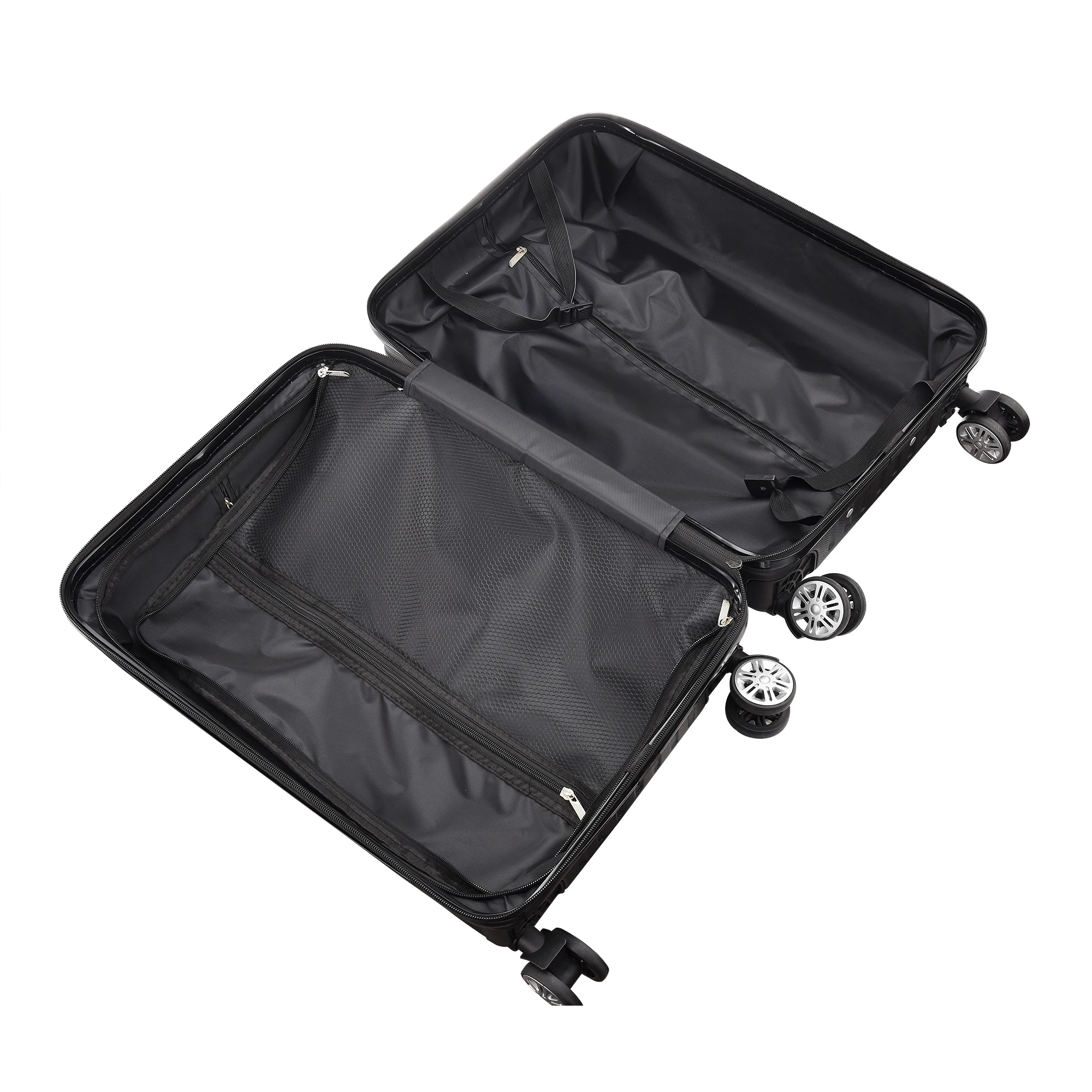 Rosahqnda 3 peças TSA Lock ABS preto mala Hardshell Trolley Case M/L/XL Set