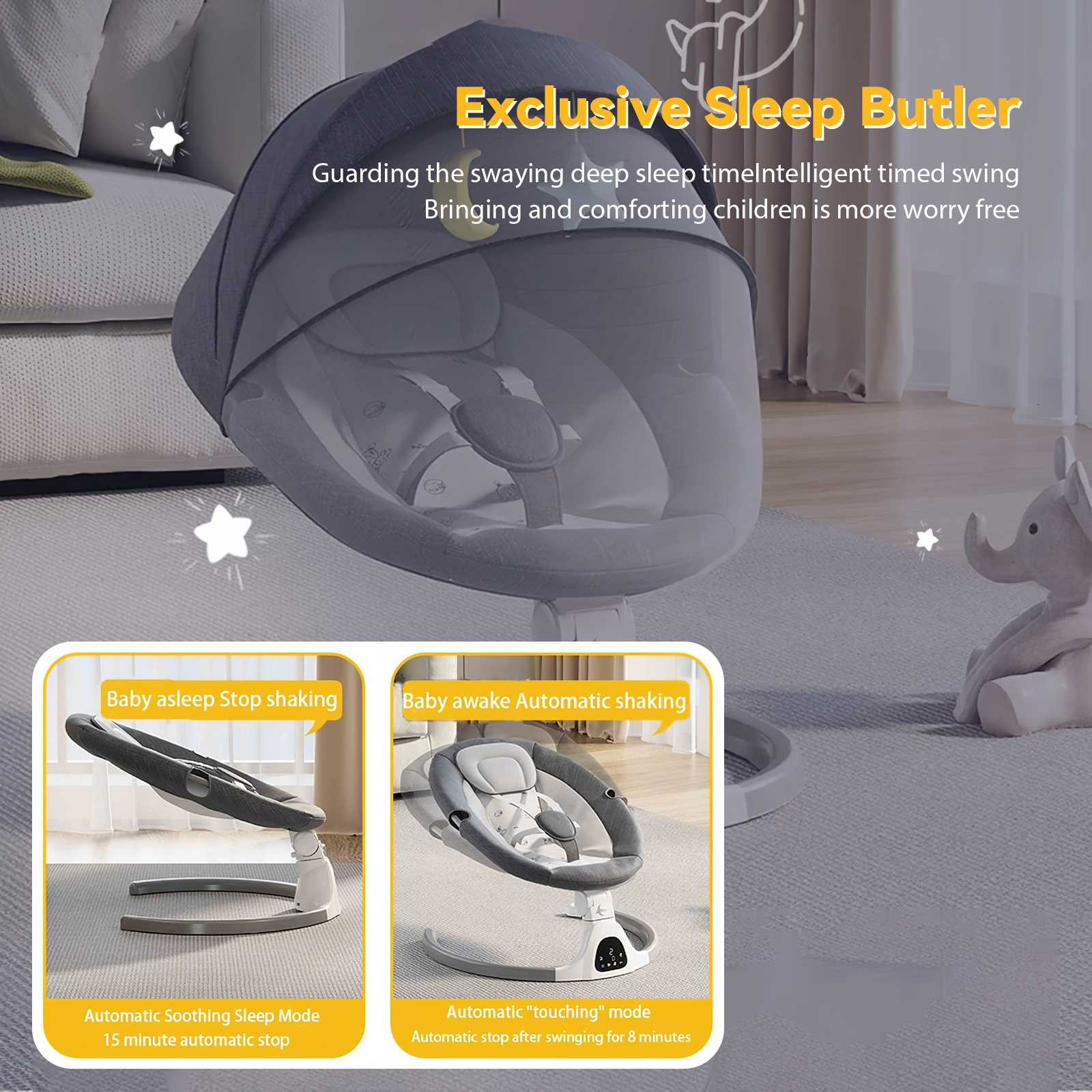 Mecedora eléctrica para cama de bebé, columpio para recién nacido, mecedora eléctrica