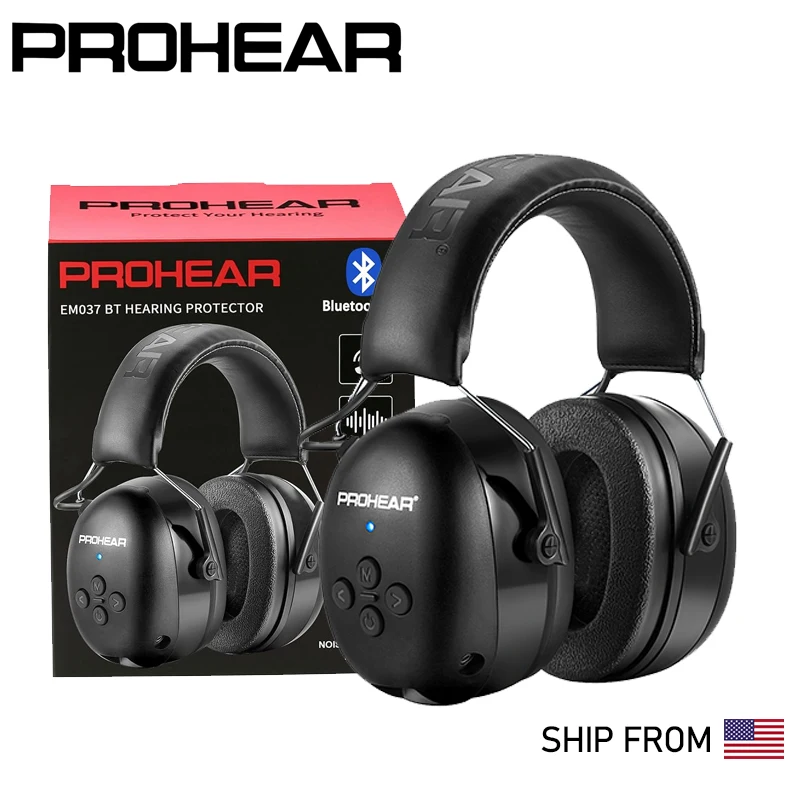 PROHEAR Bluetooth 5.0 Hearing Protection Headphones with Rechargeable Battery Safety Noise Reduction Ear Muffs For Mowing Work