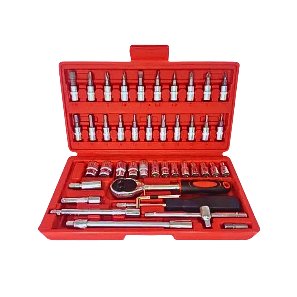 Kit de Ferramentas Profissional com Chave de Soquete - 46 Peças, Alta Qualidade e Resistência
