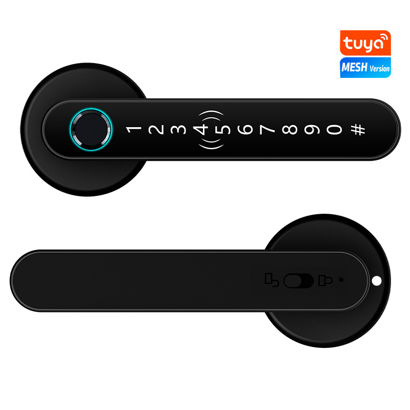 YRHAND Tuya BLE Biometric Handle Smart Fingerprint Lock With IC Card Password Mechanical Key Unlock For Single Handle for Home