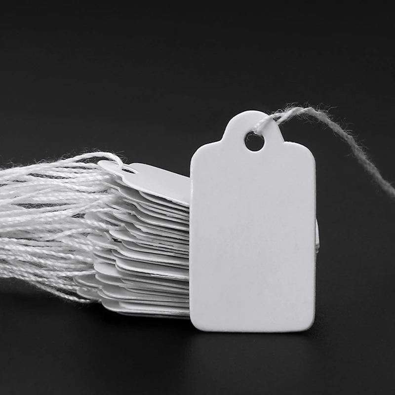 100 ชิ้น 12x23 มิลลิเมตรรูปสี่เหลี่ยมผืนผ้ากระดาษราคาสีขาวเปล่า String นาฬิกาเครื่องประดับหัตถกรรมราคาจอแสดงผลการ์ดป้ายส่งเสริมการขาย