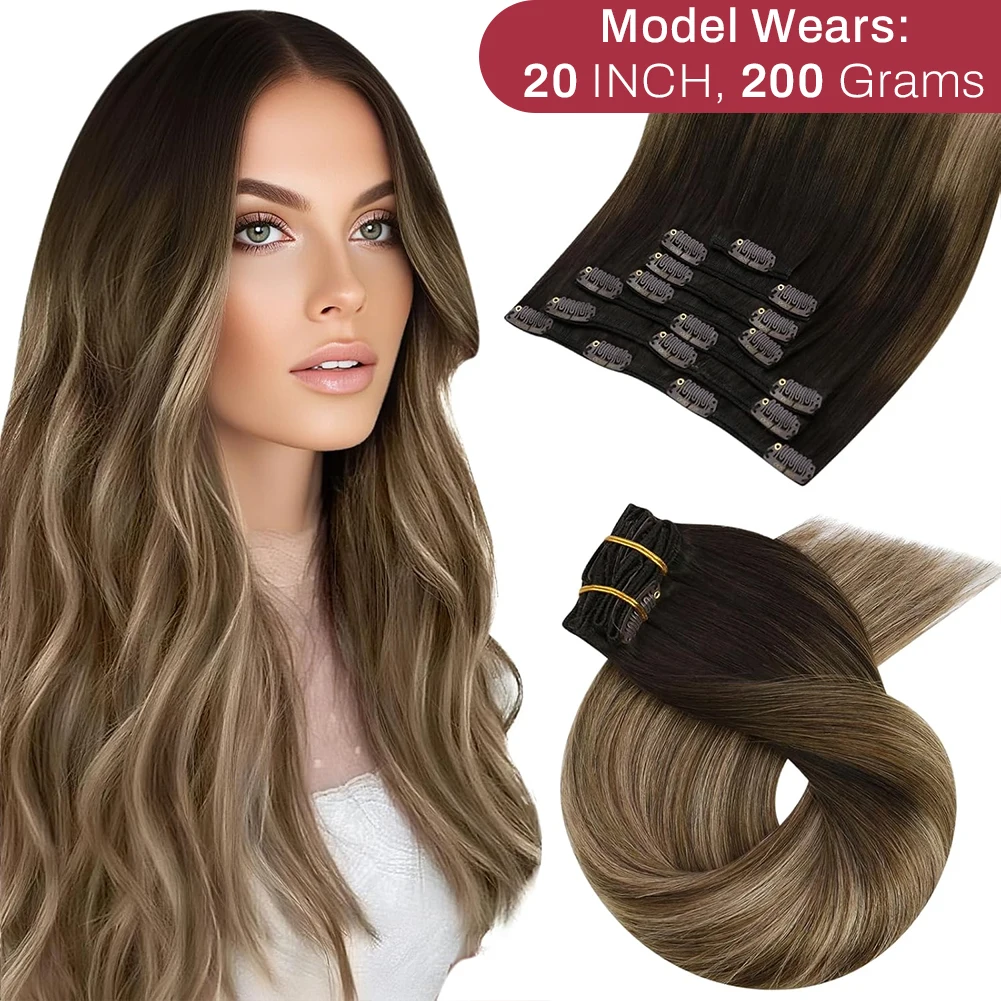 [Горячая распродажа] Moresoo Clip in Hair Extensions Натуральные натуральные волосы Remy Straight Set 5 и 7 шт. Бразильские заколки для наращивания человеческих волос