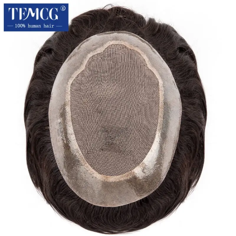 ชายผม Prosthesis Toupee ผู้ชาย Mono & นุ่ม Pu ผู้ชาย Wigs 6 "เปลี่ยน Exhuast Systemes หน่วย100% มนุษย์ชายผมวิกผม