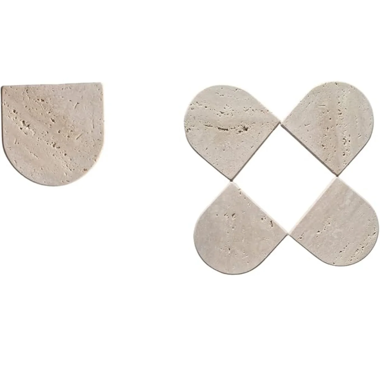 Sottobicchieri in Travertino Naturale – Forma Goccia, Design Moderno –Set 4 - Artigianato Made in Italy – Eleganti per Tavola, Cucina, Soggiorno e Bar – Antigraffio e Antimacchia | Kalu Creations