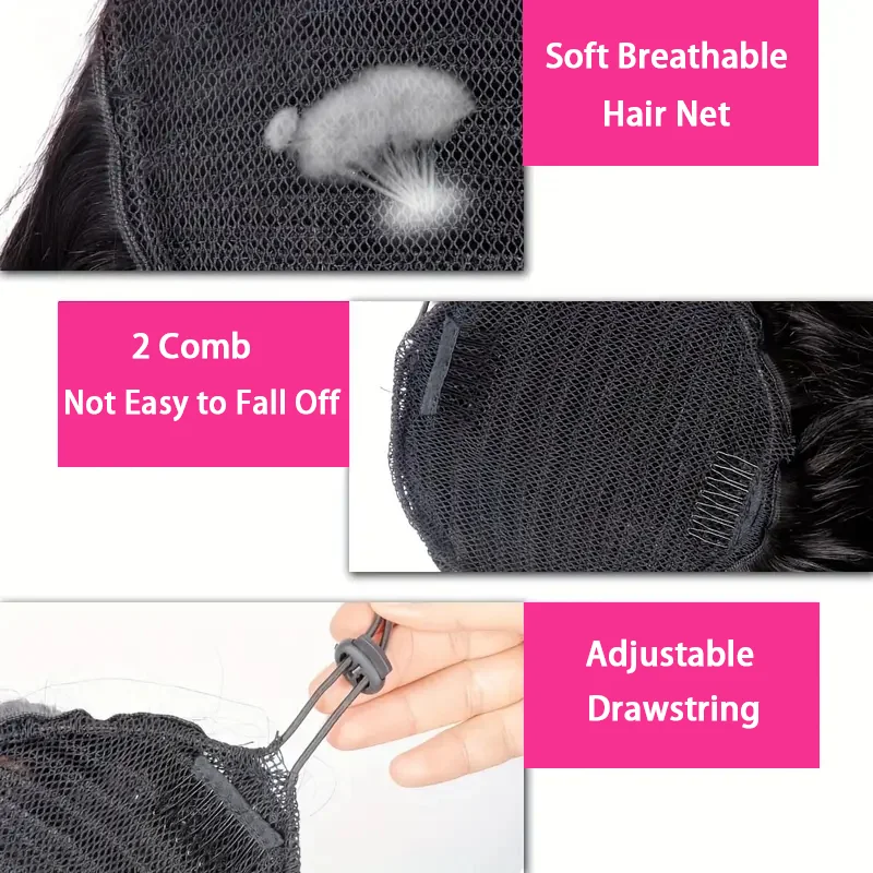 Vague de corps cheveux humains cordon queue de cheval Extensions Remy 100% cheveux humains naturel queue de cheval pince dans les Extensions de cheveux pour femme 100G