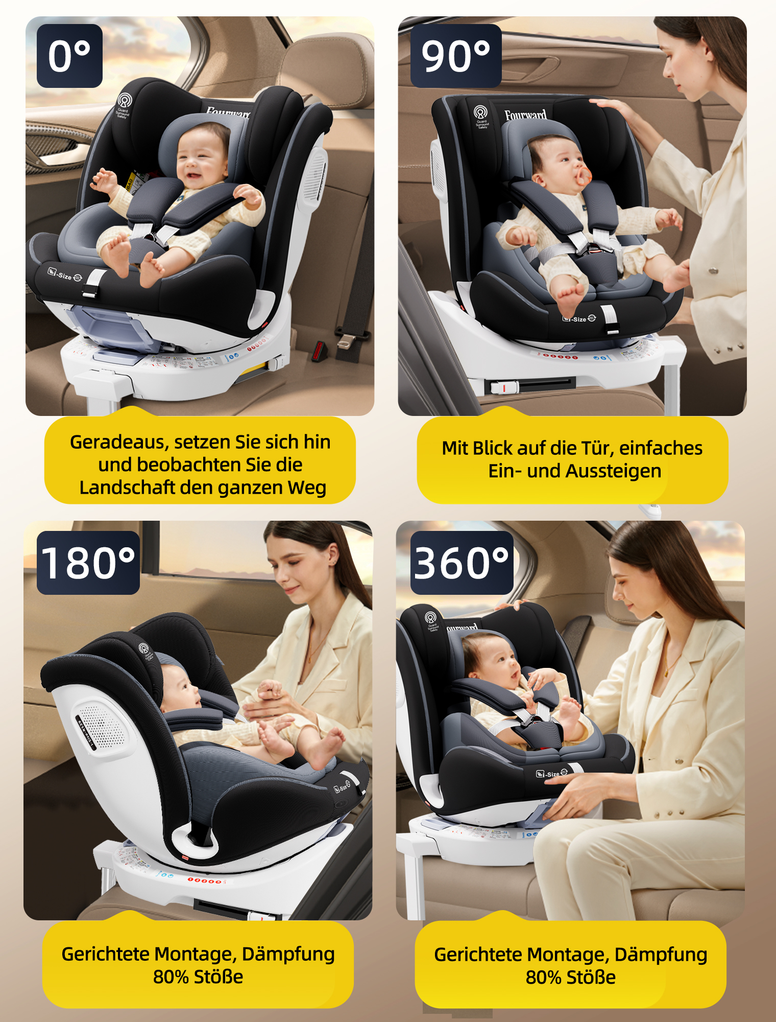 Siège auto bébé AP03 KL005, siège enfant pivotant à 360°, ISOFIX ECE, 40-150 cm, 0-12 ans, 9-36 kg, ceinture 5 points