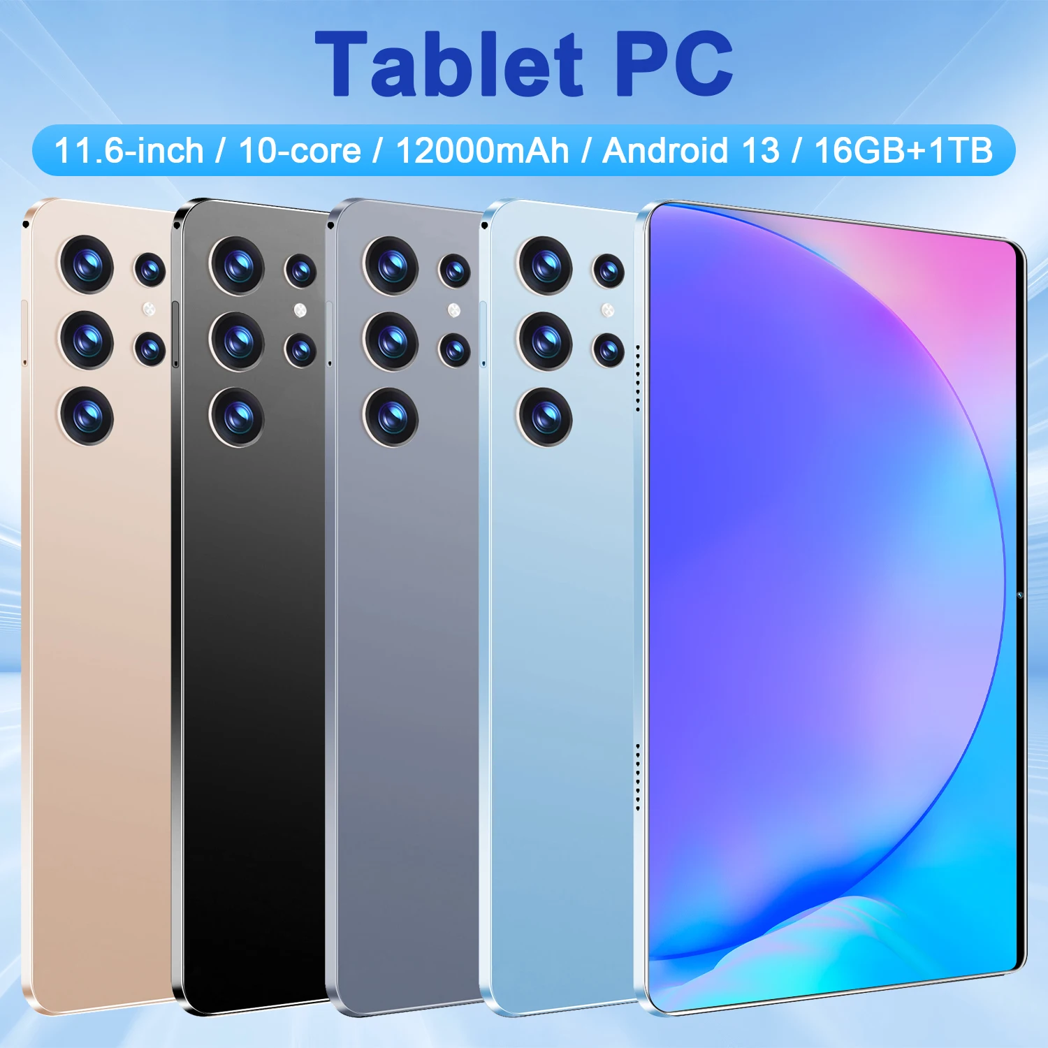 2025 5G Tablet Android 13.0 Brand New 16GB RAM 1TB ROM Tablet 16MP 32MP 12000mAh 10Core WIFI Bluetooth Network Tablette