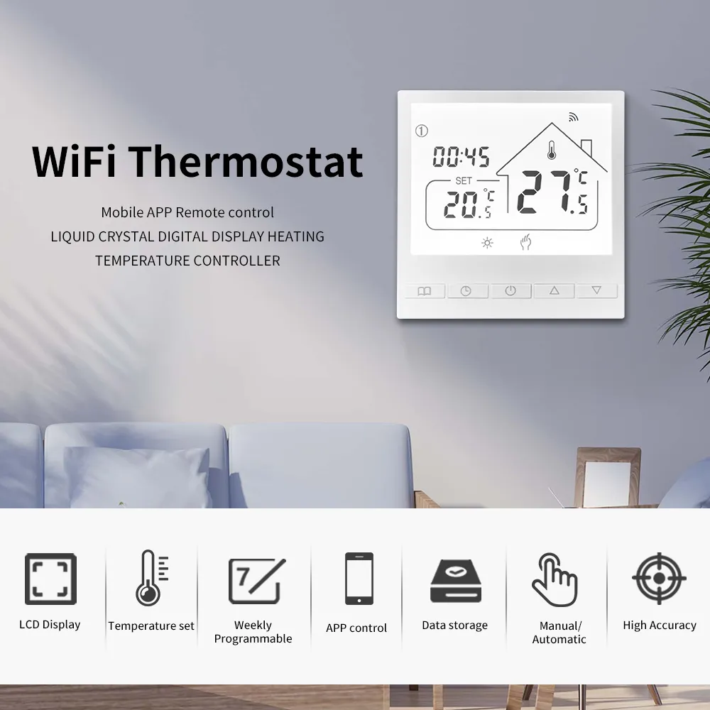 Tuya wifi termostato inteligente controlador de temperatura para ar elétrico calor água/gás bebida temperatura google casa alexa