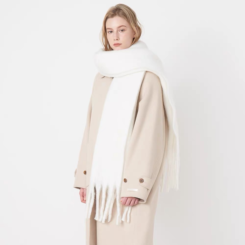 Sciarpa da donna in cashmere di lusso colori solidi luminosi Scialle invernale e avvolgente Bandana Pashmina Nappa Foulard femminile Coperta spessa