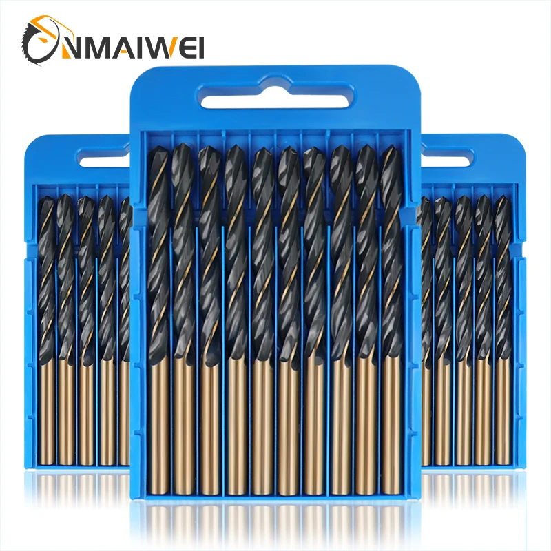 M2 10PCS1-13mm Spiralbohrer Hohe Festigkeit Loch Bohren Edelstahl Bohrer Runde Schaft Bohrer Legierung Bohrer für Metall