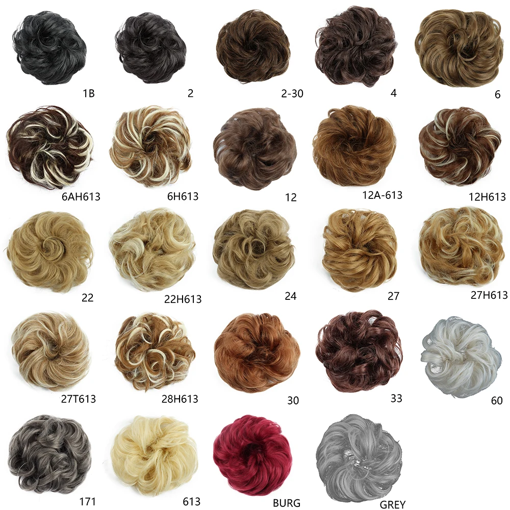 Peluca de moño de pelo sintético para mujer, Scrunchie de goma elástica ondulada de Donut, extensión de cabello para mujer, envoltura rizada