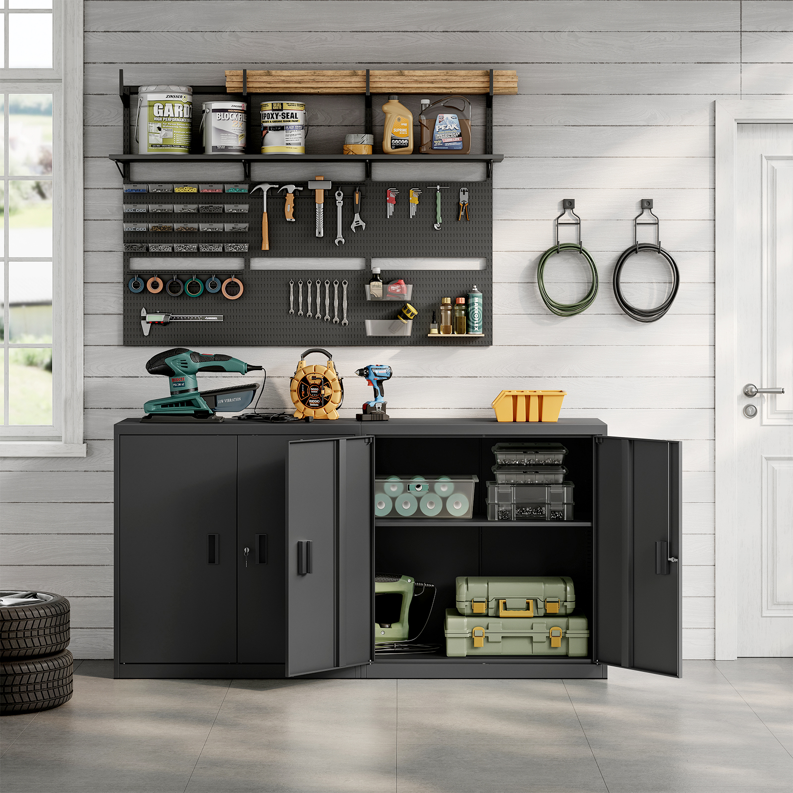 WOLTU Zamykana szafka na dokumenty z zamkiem Półka z regulacją wysokości Szafka na drukarkę Wielofunkcyjne miejsce do przechowywania dokumentów w biurze