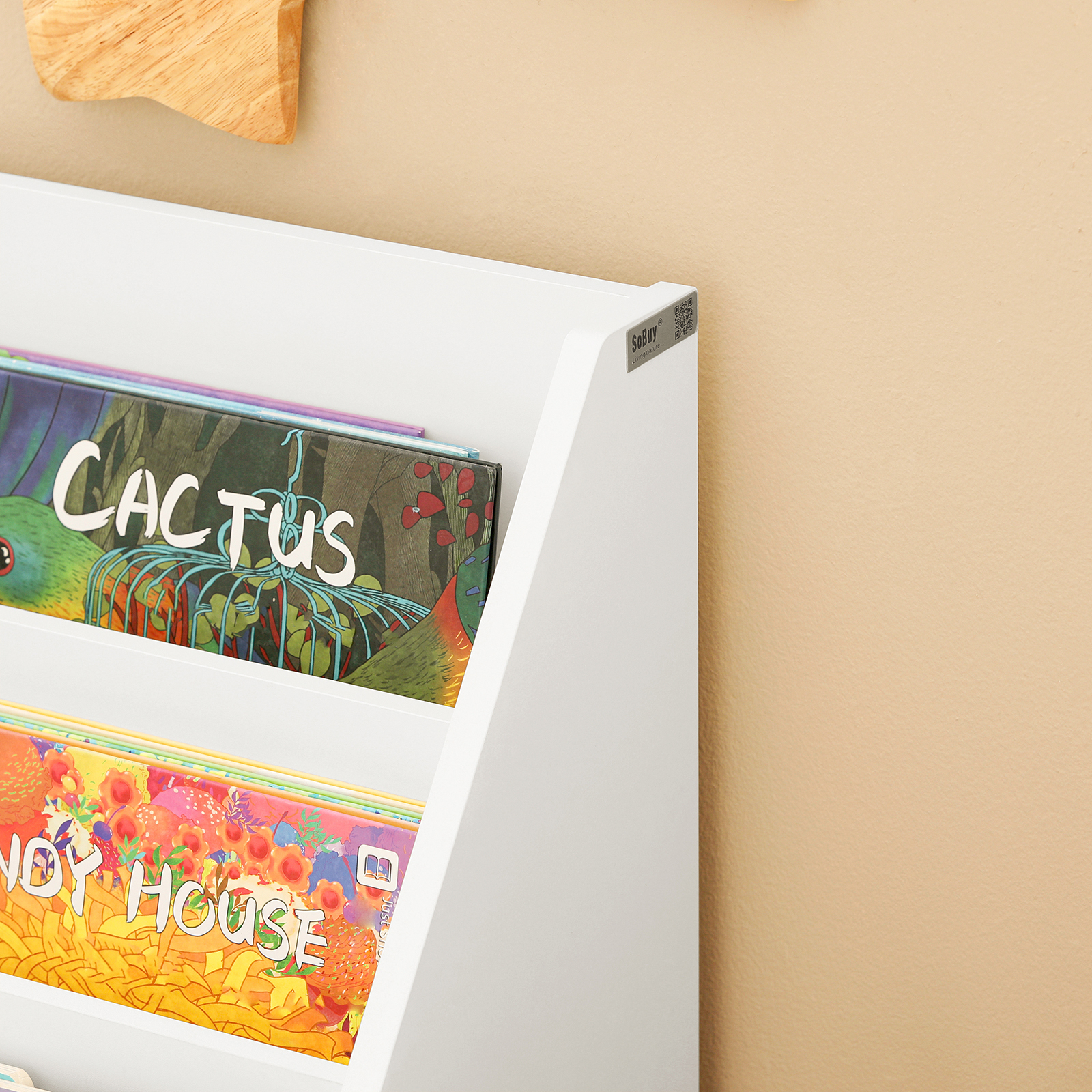 SoBuy KMB01-W étagère pour enfants avec 3 compartiments de rangement et 2 compartiments ouverts étagère de rangement pour journal blanc